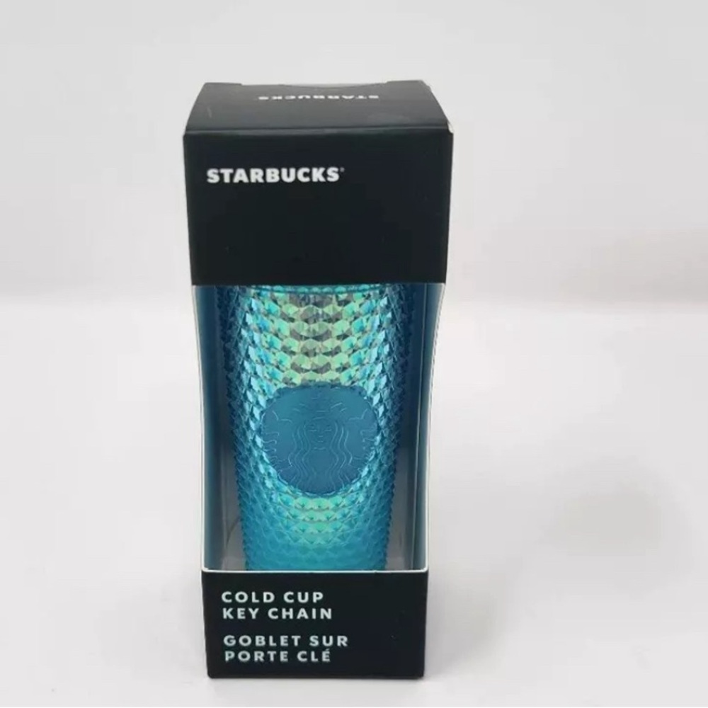 Starbucks Glacier Blue Ombre Gradient Studded Ornament & Cold Cup Keychain. BNWT